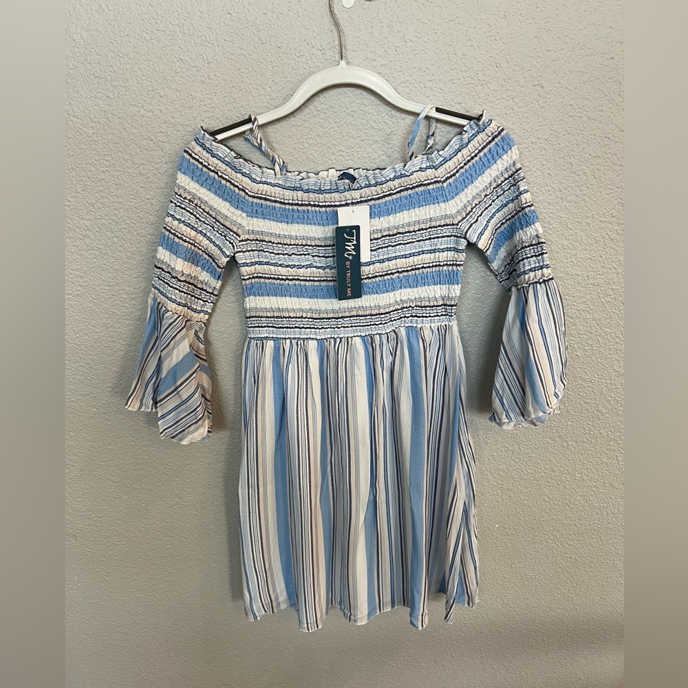 🆕 TM by Truly Me Blue Multi Ruffled Girls Dress! Size: 16! Brand New!
